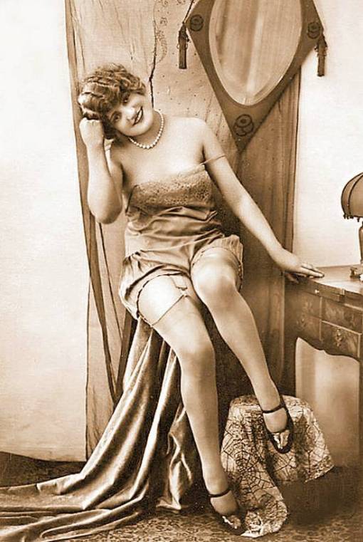 photo-likely-for-arcade-card-pin-up-woman-with-bobbed-hair-in-slip-and-silk-stockings-edited-from-pinterest-20s-gals